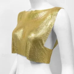 Metallic Sparkle Sexy Crop Tank Top Disco Solid Color Fancy Dress Women's Party Club Adults' Tank Top