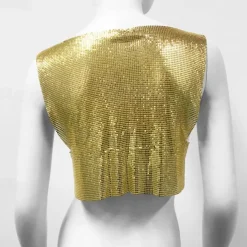 Metallic Sparkle Sexy Crop Tank Top Disco Solid Color Fancy Dress Women's Party Club Adults' Tank Top