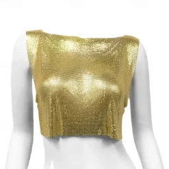 Metallic Sparkle Sexy Crop Tank Top Disco Solid Color Fancy Dress Women's Party Club Adults' Tank Top