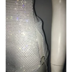 Metallic Sparkle Sexy Mini Dress Sheer Mesh Rhinestone Cover Up Disco Solid Color Fancy Dress Women's Party Club Adults' Dress Summer Spring