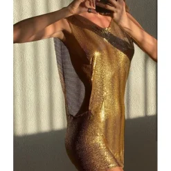 Metallic Sparkle Sexy Mini Dress Disco Sequins Solid Color Fancy Dress Women's Party Club Adults' Dress