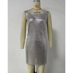 Metallic Sparkle Sexy Mini Dress Disco Sequins Solid Color Fancy Dress Women's Party Club Adults' Dress