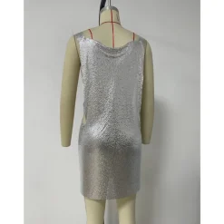 Metallic Sparkle Sexy Mini Dress Disco Sequins Solid Color Fancy Dress Women's Party Club Adults' Dress