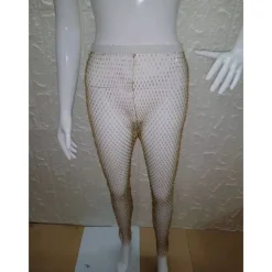 Metallic Sparkle Sexy Pants Sheer Mesh Rhinestone Cover Up Disco Fancy Dress Women's Carnival Party Club Pride Parade Adults' Pants