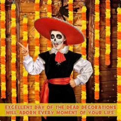 Mexico Day of the Dead Decoration Halloween Outdoor Marigold Flower Ball Cloth Field Flower String Scene Arrangement Atmosphere Props