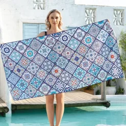 Microfiber Sand Free Beach Towel Quick Dry Super Absorbent Large Towels Blanket for Travel Pool Swimming Bath Camping Yoga Girls Women Men Adults
