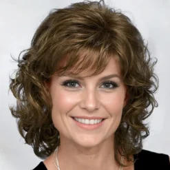 Middle Soft Wispy Layers with Sides Brushed Forward Or Back Wig For A Natural Look / Multi-tonal Shades of Blonde and Brown for White Women Fluffy Synthetic Hair