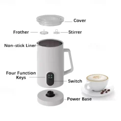 Milk Frother Electric Milk Steamer Foam 4 In 1 Coffee Foam Maker Maker Automatic Commercial Electric Milk Frother Machine