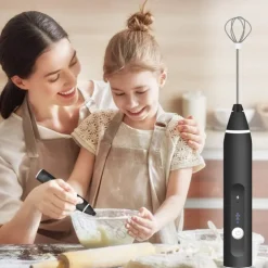 Milk Frother Handheld with 3 Heads Coffee Whisk Foam Mixer with USB Rechargeable 3 Speeds Electric Mini Hand Blender for Latte Cappuccino Hot Chocolate Egg