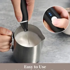 Milk Frother Handheld with 3 Heads Coffee Whisk Foam Mixer with USB Rechargeable 3 Speeds Electric Mini Hand Blender for Latte Cappuccino Hot Chocolate Egg