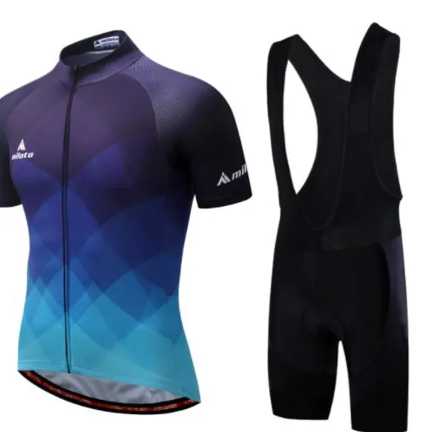 Miloto Men's Cycling Jersey with Bib Shorts Short Sleeve Mountain Bike MTB Road Bike Cycling Black White Yellow Gradient Plaid Checkered Bike Clothing Suit 3D Pad Breathable Quick Dry Reflective