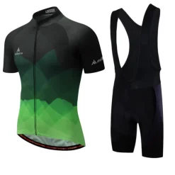 Miloto Men's Cycling Jersey with Bib Shorts Short Sleeve Mountain Bike MTB Road Bike Cycling Black White Yellow Gradient Plaid Checkered Bike Clothing Suit 3D Pad Breathable Quick Dry Reflective