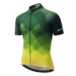 Miloto Men's Cycling Jersey with Bib Shorts Short Sleeve Mountain Bike MTB Road Bike Cycling Black White Yellow Gradient Plaid Checkered Bike Clothing Suit 3D Pad Breathable Quick Dry Reflective