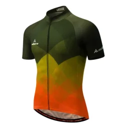 Miloto Men's Cycling Jersey with Bib Shorts Short Sleeve Mountain Bike MTB Road Bike Cycling Black White Yellow Gradient Plaid Checkered Bike Clothing Suit 3D Pad Breathable Quick Dry Reflective