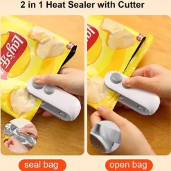 Mini Bag Sealer, Handheld Heat Sealer for Plastic Bags, Portable Snack Sealing Machine for Home Kitchen, Easy Hand Press Seal & Reseal, Food Storage Saver