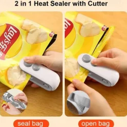 Mini Bag Sealer, Handheld Heat Sealer for Plastic Bags, Portable Snack Sealing Machine for Home Kitchen, Easy Hand Press Seal & Reseal, Food Storage Saver