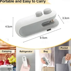 Mini Bag Sealer, Handheld Heat Sealer for Plastic Bags, Portable Snack Sealing Machine for Home Kitchen, Easy Hand Press Seal & Reseal, Food Storage Saver