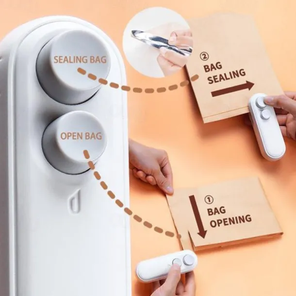 Mini Bag Sealer Sealing Machine 2 in 1 Heat Sealer and Cutter for Plastic Bags New