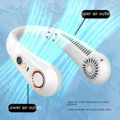 Mini Bladeless Neck Fan – USB Rechargeable Air Cooler with Digital Display, Portable Power Vent for Indoor and Outdoor Use