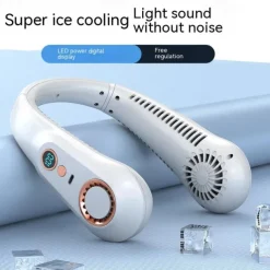 Mini Bladeless Neck Fan – USB Rechargeable Air Cooler with Digital Display, Portable Power Vent for Indoor and Outdoor Use