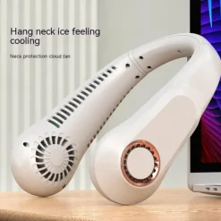 Mini Bladeless Neck Fan – USB Rechargeable Air Cooler with Digital Display, Portable Power Vent for Indoor and Outdoor Use