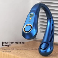 Mini Bladeless Neck Fan – USB Rechargeable Air Cooler with Digital Display, Portable Power Vent for Indoor and Outdoor Use
