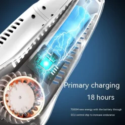 Mini Bladeless Neck Fan – USB Rechargeable Air Cooler with Digital Display, Portable Power Vent for Indoor and Outdoor Use