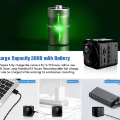 Mini Camera Hidden WiFi 4K Wireless Indoor Small Nanny IP Cam Home Security Secret Surveillance Tiny Video Recorder with Phone App Night Vision AI Human Detection 100 Days Standby Battery Life