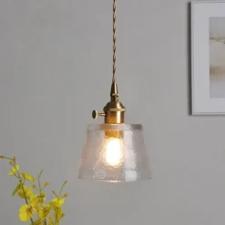 Mini Clear Glass Pendant Light with Switch Small Vintage Rustic Pendant Lamp Retro Farmhouse Pendant Light Fixture Decorative Pendant Lighting for Hallway Bedside Over Table