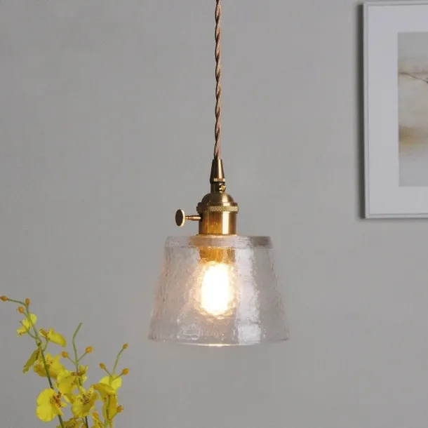 Mini Clear Glass Pendant Light with Switch Small Vintage Rustic Pendant Lamp Retro Farmhouse Pendant Light Fixture Decorative Pendant Lighting for Hallway Bedside Over Table