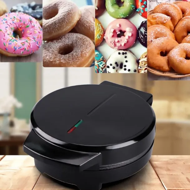 Mini Doughnut Maker Electric Non-stick Doughnut Maker Easy to Clean Makes 7 Doughnuts Makes Vegan Breakfast 1000W