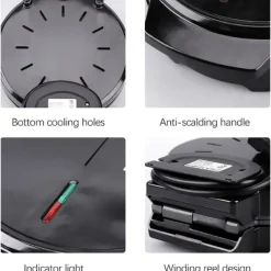 Mini Doughnut Maker Electric Non-stick Doughnut Maker Easy to Clean Makes 7 Doughnuts Makes Vegan Breakfast 1000W