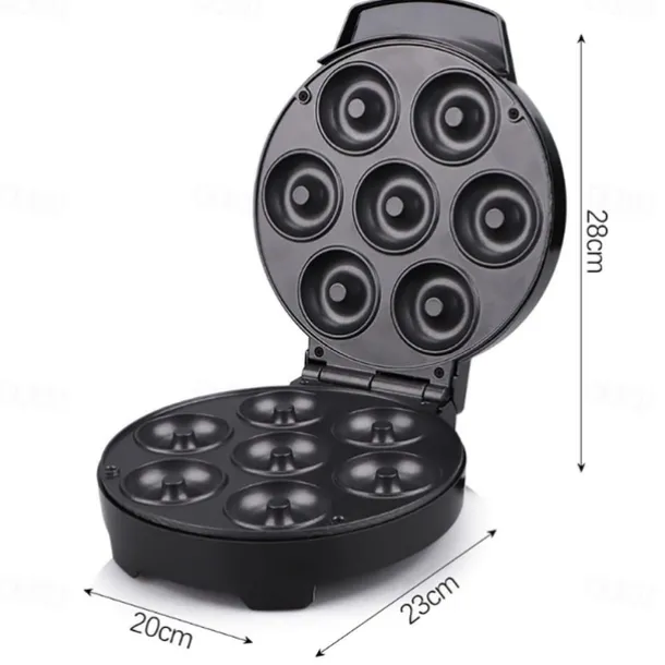 Mini Doughnut Maker Electric Non-stick Doughnut Maker Easy to Clean Makes 7 Doughnuts Makes Vegan Breakfast 1000W