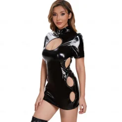 Mini Dress Glossy Finish Women's Shinny Leather Fetish Costume for Nightclub Pride Parade Pride Month Halloween Carnival Adults'