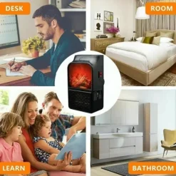 Mini Electric Fan Heater Portable Plug-in Wall Ceramic Heater Air Heating Winter Room Warmer Thermostat Remote Control 400W PTC