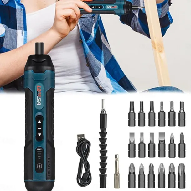 Mini Electric Screwdriver 3.6 V Electric Screwdriver Set with LED 20/105 Pieces Cordless Screwdriver Set 4 Speeds 5 Nm and 2.5 Nm