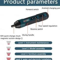 Mini Electric Screwdriver 3.6 V Electric Screwdriver Set with LED 20/105 Pieces Cordless Screwdriver Set 4 Speeds 5 Nm and 2.5 Nm