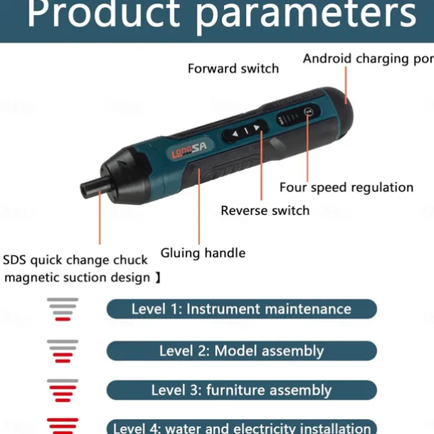 Mini Electric Screwdriver 3.6 V Electric Screwdriver Set with LED 20/105 Pieces Cordless Screwdriver Set 4 Speeds 5 Nm and 2.5 Nm