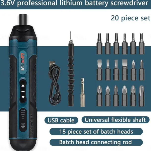 Mini Electric Screwdriver 3.6 V Electric Screwdriver Set with LED 20/105 Pieces Cordless Screwdriver Set 4 Speeds 5 Nm and 2.5 Nm