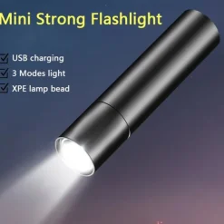 Mini Flashlight USB Rechargeable LED Flashlight Waterproof Telescopic Powerful Torch Lamp Outdoor Zoom Portable Torch