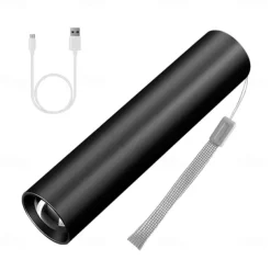 Mini Flashlight USB Rechargeable LED Flashlight Waterproof Telescopic Powerful Torch Lamp Outdoor Zoom Portable Torch