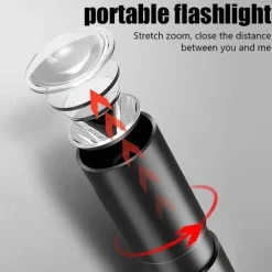 Mini Flashlight USB Rechargeable LED Flashlight Waterproof Telescopic Powerful Torch Lamp Outdoor Zoom Portable Torch