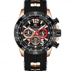 MINI FOCUS Men Quartz Watch Outdoor Sports Fashion Wristwatch Luminous Stopwatch Calendar Waterproof Silicone Gel Watch
