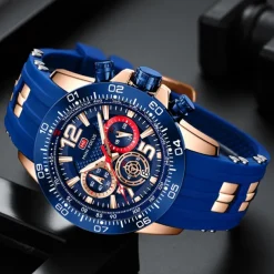 MINI FOCUS Men Quartz Watch Outdoor Sports Fashion Wristwatch Luminous Stopwatch Calendar Waterproof Silicone Gel Watch