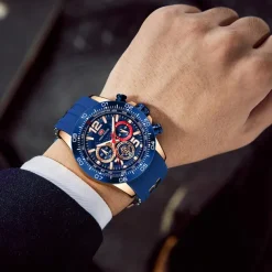 MINI FOCUS Men Quartz Watch Outdoor Sports Fashion Wristwatch Luminous Stopwatch Calendar Waterproof Silicone Gel Watch