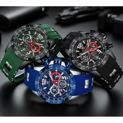 MINI FOCUS Men Quartz Watch Outdoor Sports Fashion Wristwatch Luminous Stopwatch Calendar Waterproof Silicone Gel Watch