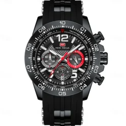 MINI FOCUS Men Quartz Watch Outdoor Sports Fashion Wristwatch Luminous Stopwatch Calendar Waterproof Silicone Gel Watch