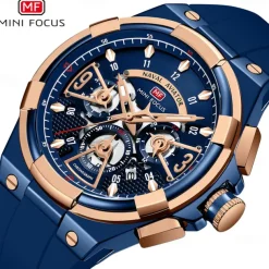 MINI FOCUS Men Quartz Watch Outdoor Fashion Casual Wristwatch Luminous Calendar Waterproof World Time Silicone Gel Watch