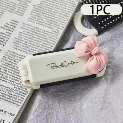 Mini Folding Hair Brush with Mirror - Portable Anti-Static Massage Comb for Travel, Head Massage, and Female Hair Care