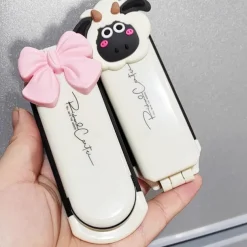 Mini Folding Hair Brush with Mirror - Portable Anti-Static Massage Comb for Travel, Head Massage, and Female Hair Care